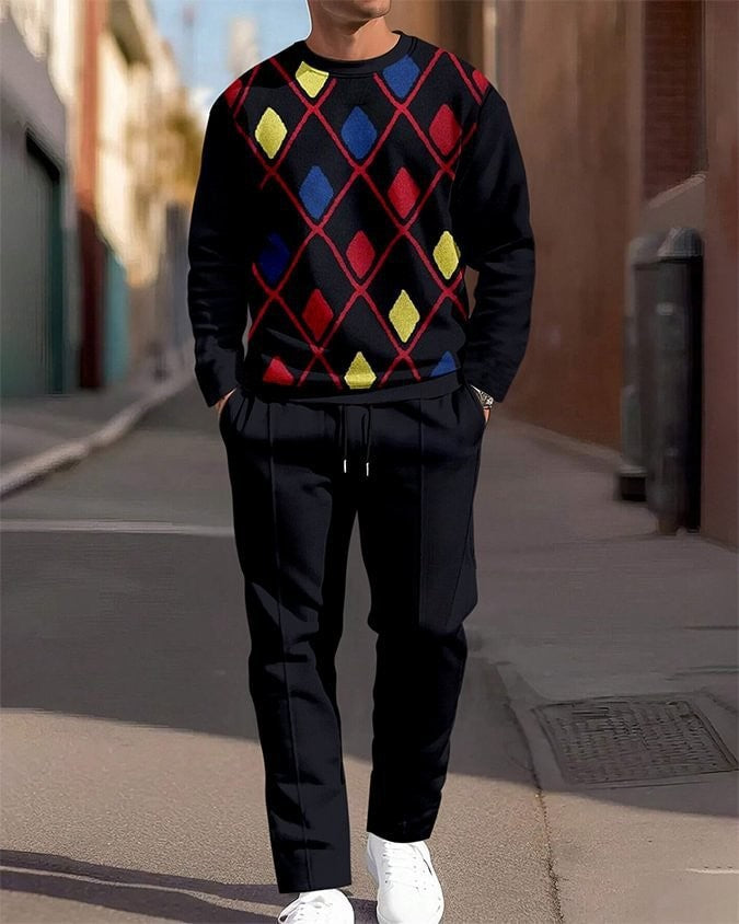 cross-border e-commerce 3d digital print men's autumn/winter new casual fitted long-sleeve hoodie and pants set