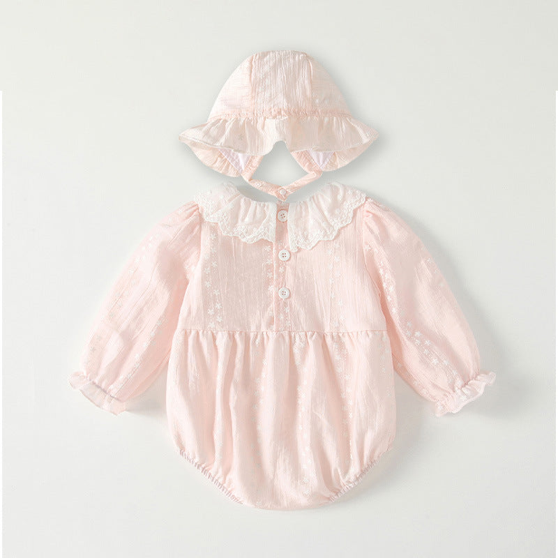 Baby clothes autumn outfit chic lace collar long sleeve romper girl baby full month hundred days princess style bodysuit autumn