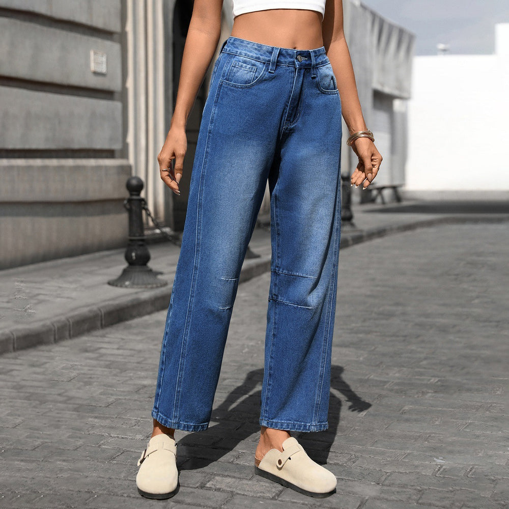 Wishfashion cross-border export women's clothing  independent station new washed loose wide-leg jeans nine-point pants