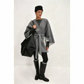 cross-border fashion women's winter coat: elegant solid color wool blend cape with tie waist