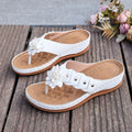 summer new european and american style floral wedge heel women's slippers, plus size comfortable flip-flops with rivet detail for export
