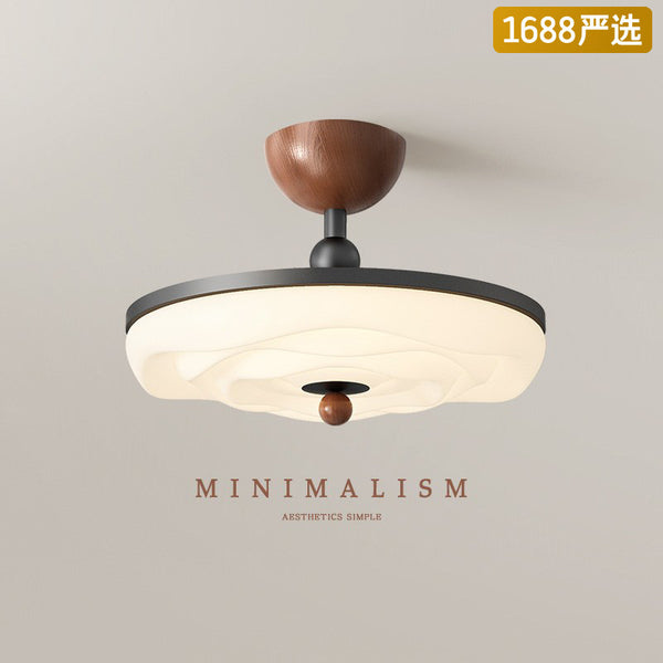 [Strict selection] Medieval cream wind simple ceiling lamp walnut pattern chandelier American retro full spectrum eye protection lamp