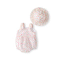 Newborn baby summer outfit: floral print romper, lightweight princess style tank top for infants and toddlers