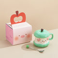 Piggy apple mug ceramic cup underglaze ribbon lid home design cup office coffee cup wholesale