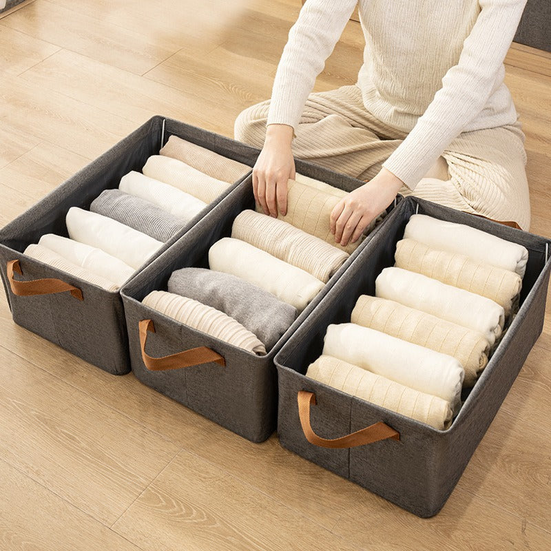 Cationic clothes storage box Household clothing pants sorting box Wardrobe layered storage artifact folding storage box