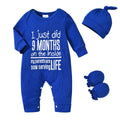 Baby boy letter print romper hat and glove set