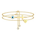 2025 european and american new anklet - devil's eye cross double layer anklet - minimalist pearl layered anklet for women