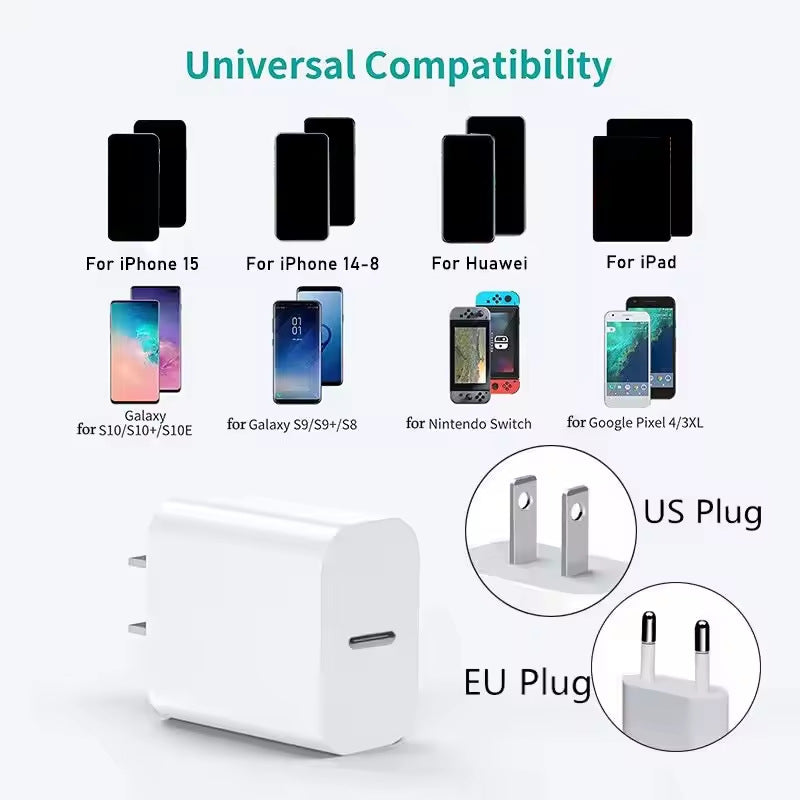 pd20w fast charging head suitable for apple charger set a+c dual-port charger european, american, australian and british regulations wholesale