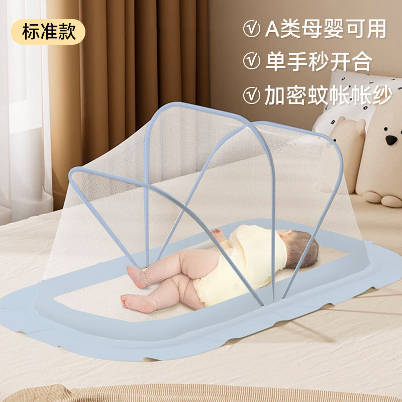 Foldable baby mosquito net canopy - portable baby yurt mosquito net for kids' beds - blackout, anti-mosquito, no installation required, full coverage