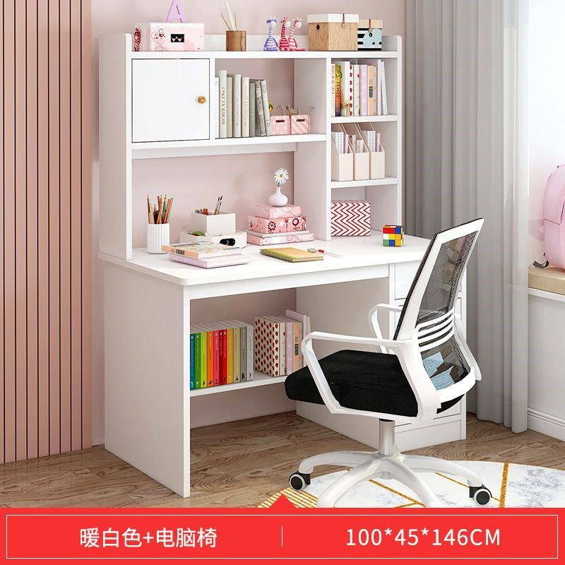 Children's study desk home desk bookshelf integrated elementary school student simple writing desk bedroom computer desk and chair set