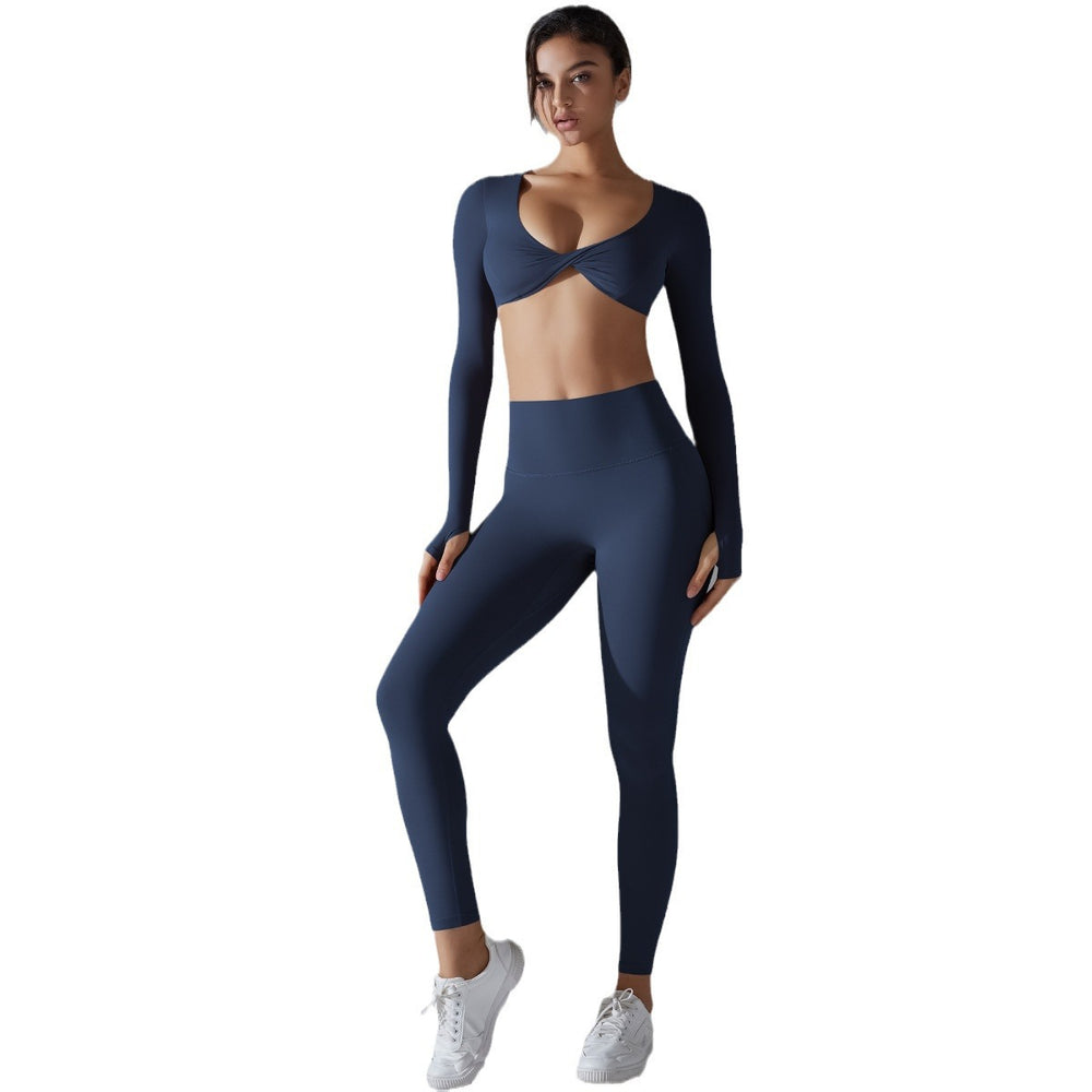 New women's seamless quick-dry yoga outfit set - high-waisted, anti-odor leggings & top for running, workout & fitness