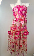 French high-end women's summer dress: exquisite 3d floral embroidery, cinched waist, slimming bandeau gown, long dress