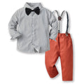 Boys' fall outfit: striped shirt for autumn, british style birthday dress, kids' runway performance costume