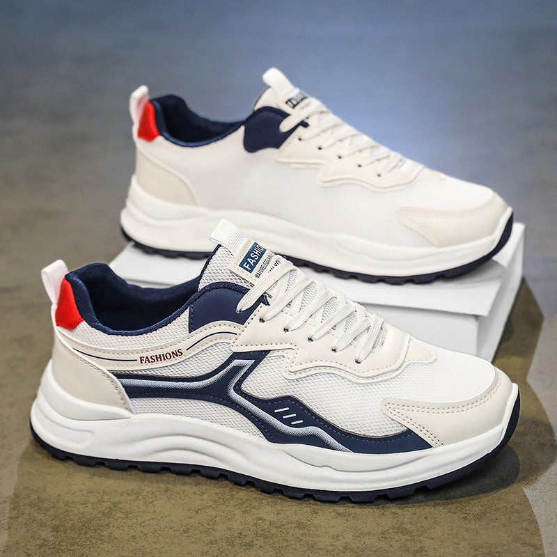 Men's summer breathable mesh casual running anti-slip sneakers - versatile trendy chunky sole dad shoes for men