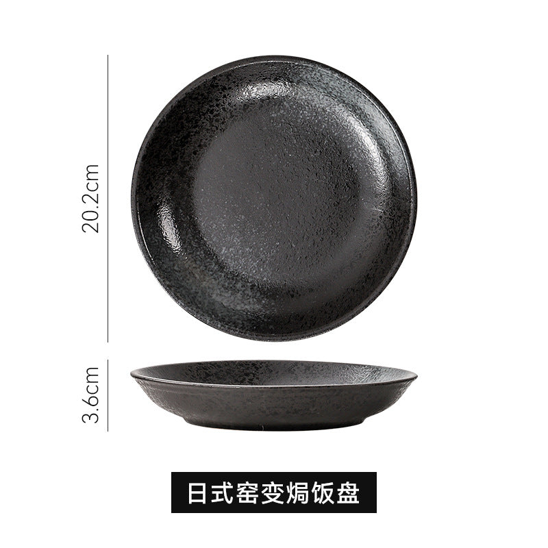 Japanese-style creative ceramic tableware set - includes breakfast bowls, ramen bowls, and retro ceramic fruit/salad bowls
