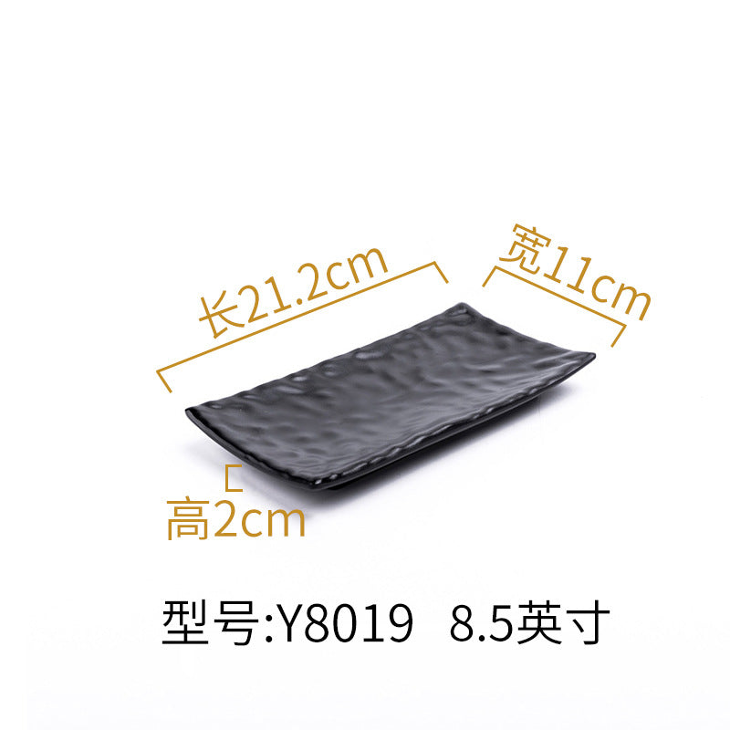 Melamine black tableware plastic dish imitation porcelain dinner plate cold dish plate barbecue hot pot plate barbecue restaurant plate commercial