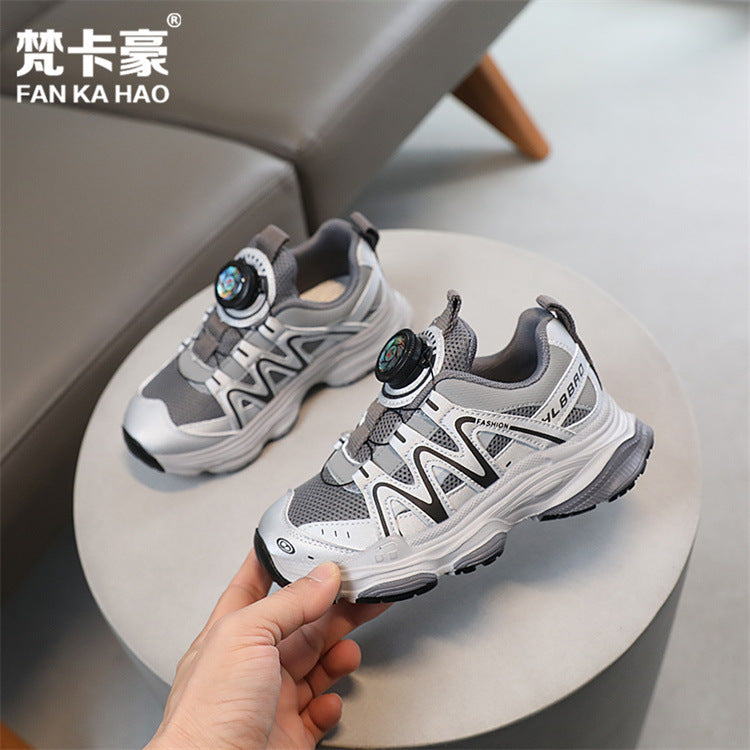 Vancahao kids' rotating buckle sneakers -  spring/autumn new arrivals: girls' chunky sneakers, boys' casual running shoes