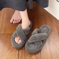 Casualeasiest for match fur slippers for women outwear2025fall and winternew arrivalthick sole cross curly hairheattech lazy flip-flops