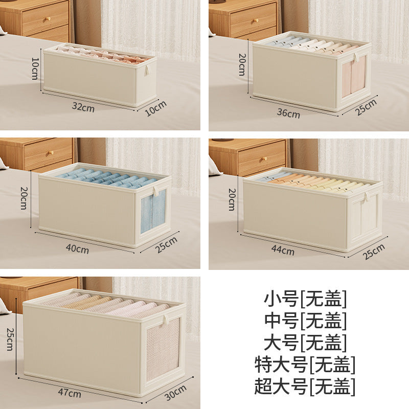 2025 Japanese-style large windowable cotton and linen storage box foldable household fabric storage for clothes and clothing
