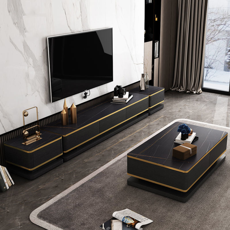 Accessible luxury slate tv cabinet coffee table modern casual living room for home creative small apartment scandinavian telescopic tv cabinet