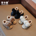 winter new arrivals: girls' fleece-lined cotton shoes - versatile bow-tie casual ankle boots for students (sizes for mid-to-large children)