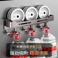 Kitchen magnetic refrigerator side shelf organizer - storage solution for condiments, cling film, and food storage bags