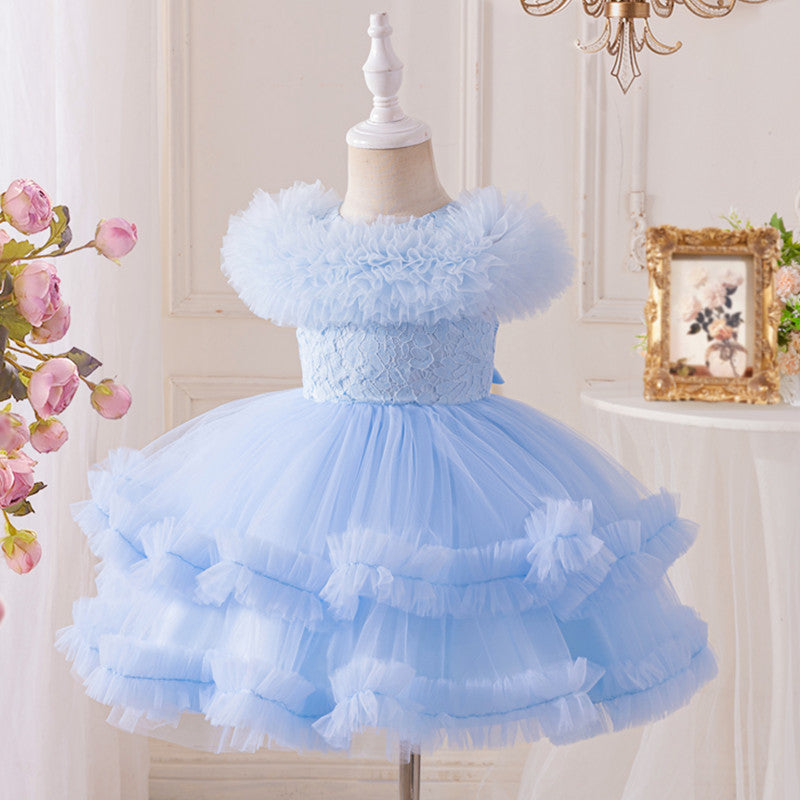 Girls' tutu dress summer european and american style flower girl wedding dress princess dress girl's birthday piano performance dress