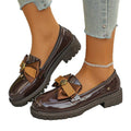 platform slip-on loafers - british style  spring new arrivals - women's chunky heel bowknot loafers