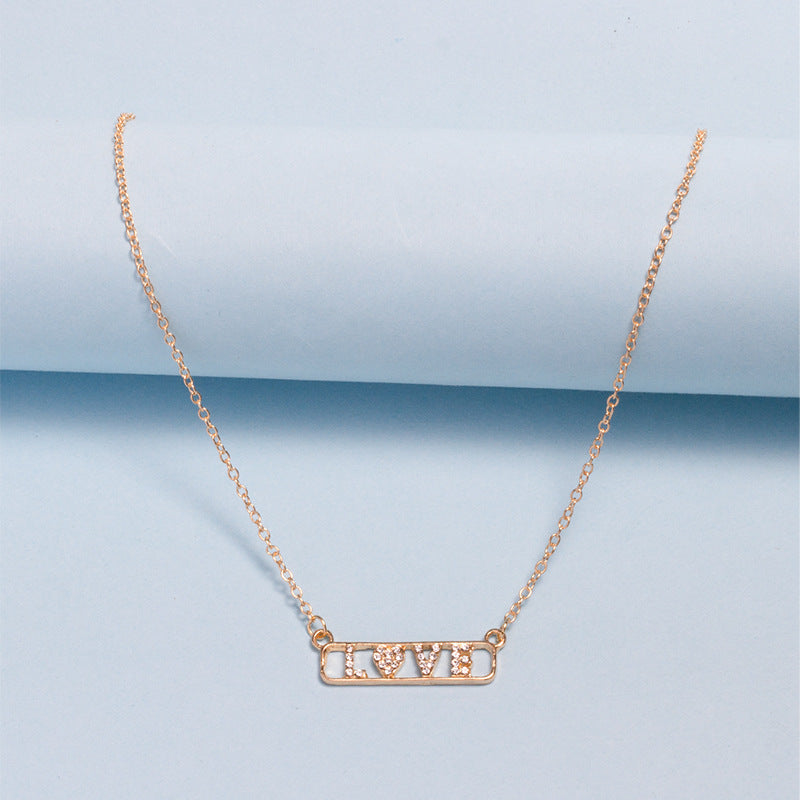 Wholesale letter necklaces - european & american style, cross-border autumn/winter jewelry & accessories, high-end diamond-studded love women's gold-plated choker