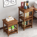 Tea table side tea cabinet living room sofa side cabinet small coffee table mahjong table corner table small square table storage rack bamboo bedroom