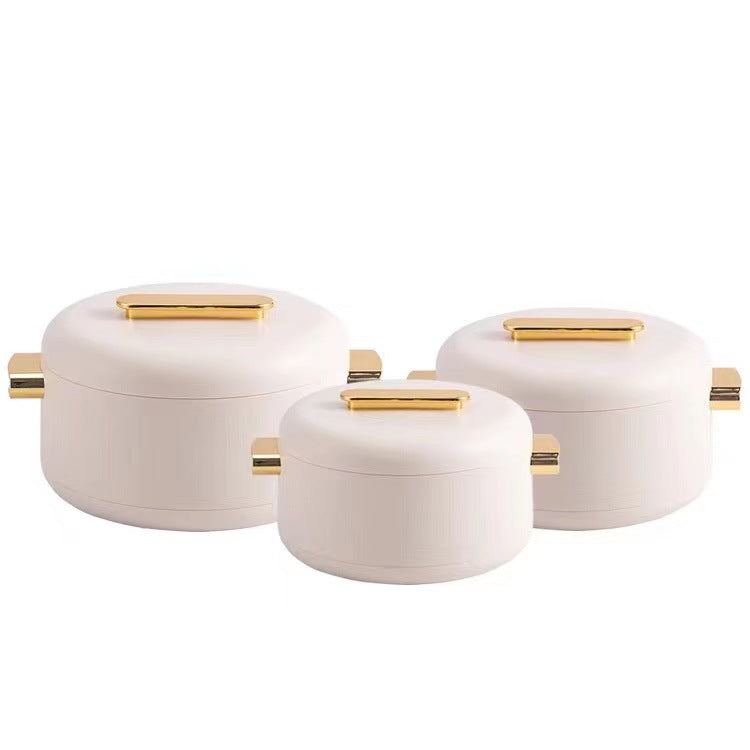 Food warmer containerexportsuit3pcs gold handle double-layer thermal insulation box 1l-2l-3.5l