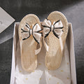 Women's flip-flops summer new style korean style floral bow indoor casual non-slip soft sole beach sandals