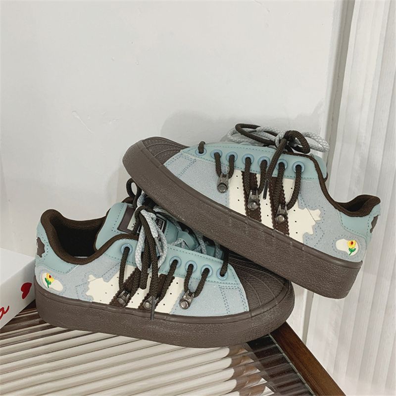 Japanese style shell head preppy style color matching white shoes women's 2026autumnew arrivaleasiest for matchk-stylestylish trendy shoes sneakers