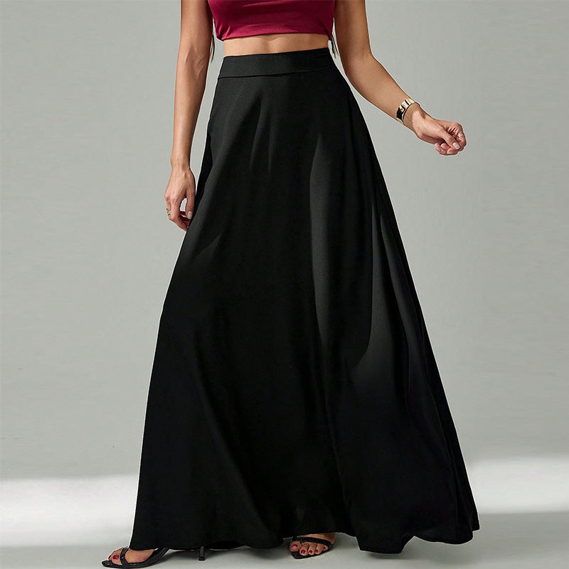 Ruiyu  independent station   European and American temperament black skirt 2025 autumn ins umbrella skirt long skirt