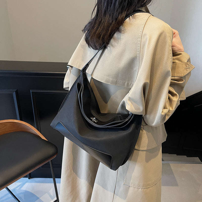 Cross-border design contrasting color splicing canvas bag women's 2025 new fashion trend shoulder messenger women's bag tote bag