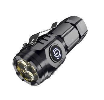 Cross-border new multi-function strong light flashlight remote shooting plastic LED portable mini charging digital display magnetic small flashlight