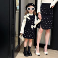 autumn/winter new arrival: british-inspired vintage black two-piece bow dress set (instagram style)