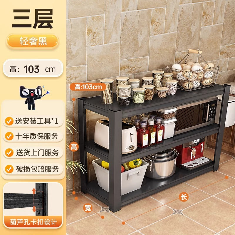 Kitchen multi-functional floor-standing storage rack - multi-tier microwave oven & oven storage shelf - household dishware, pot & pan organizer
