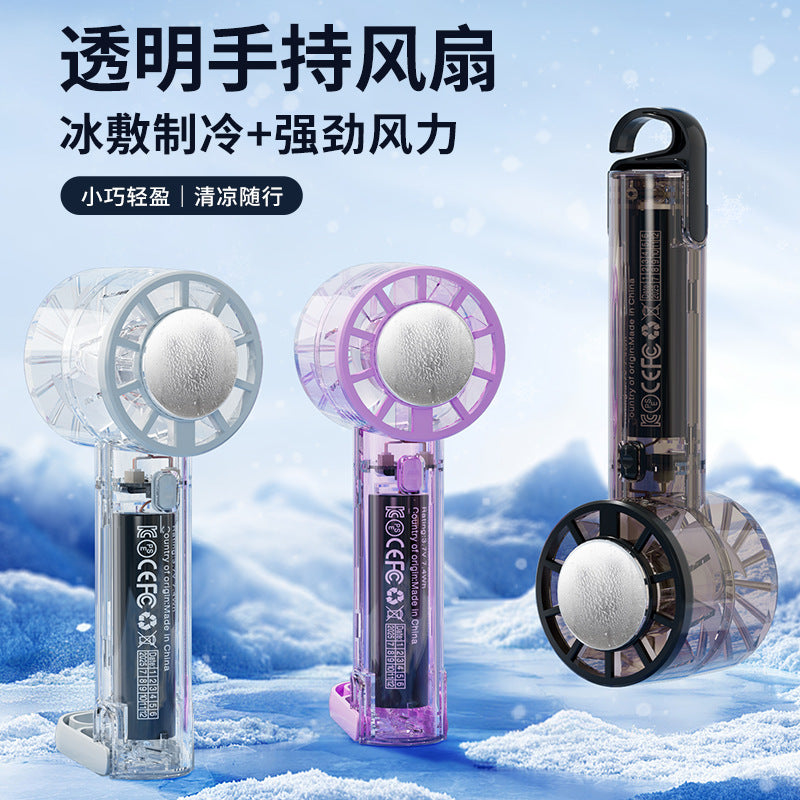 transparent cooling handheld fan for home office desktop usb fan outdoor portable hiking buckle fan