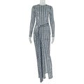 Fashion styleexportelegantwork clothing women's slit slightly see-through waist bag hip skirt printing high collar long sleevesdress trendy