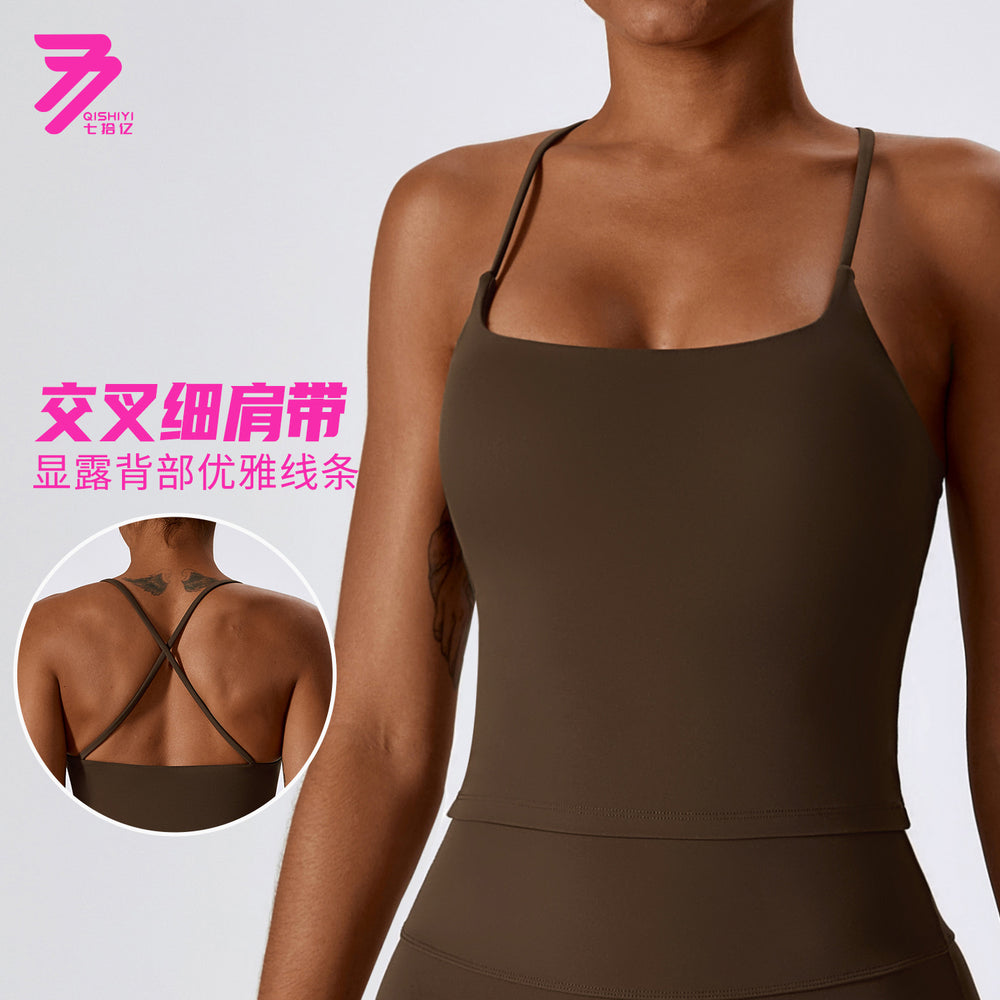 Tight-fitting nude beauty back yoga vest women's inner tops outwear sports bra running fitness vest women 8232