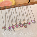 Early spring retro sparkling diamond sugar cube titanium steel necklace women's light luxury niche clavicle chain daily matching accessories wholesale