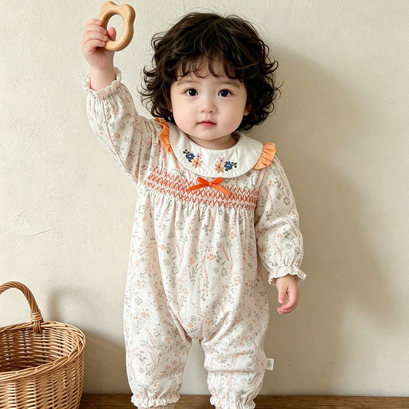 Newborn baby clothes autumn collection: stylish floral rompers for baby girls - perfect for spring/autumn, princess style, full month celebration, and outdoor wear