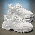 Men's shoes 2025 new winter breathable mesh casual chunky sole non-slip versatile white sneakers height increasing athletic dad shoes trendy footwear