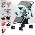 Four-wheel, two-hand foldable stroller - mint green - includes rain cover bundle
