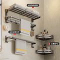 Gun gray towel rack space aluminum toilet towel rack bathroom double foldable bathroom storage rack punch-free wall hanging