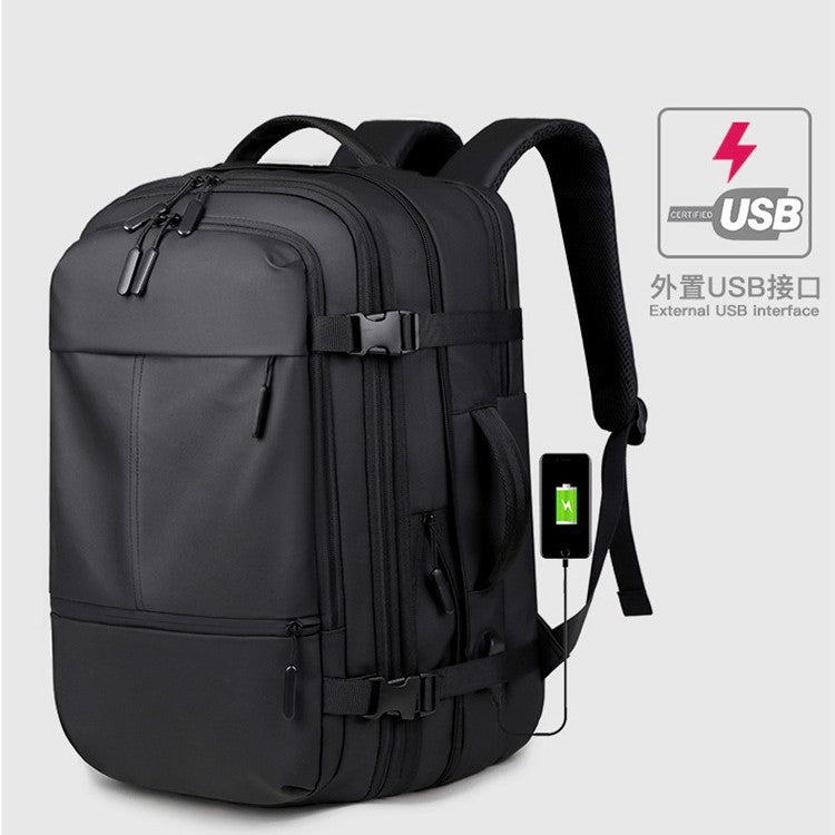 New large-capacity backpack business commuter outdoor travel bag solid color high-end multi-layer backpack computer bag