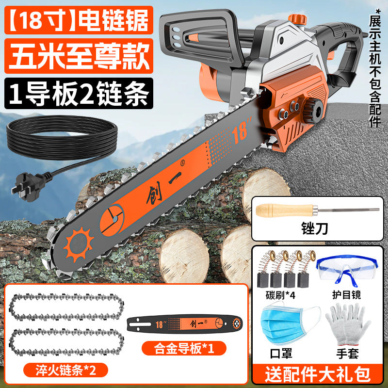 Chuangyi electric chain logging saw high power for home saw wood handheld 220v small electric chain saw electric chain saw