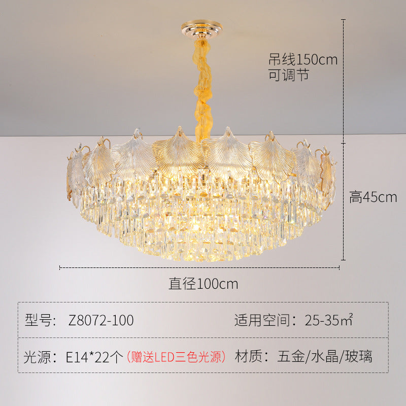 French crystal chandelier cream wind lighting glass medieval lamps light luxury 2023 new living room master bedroom lamp