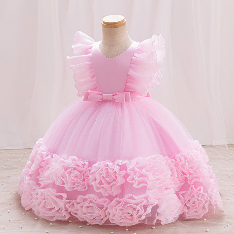 kids dress princess skirt western style girl mesh tutu skirt piano performance dress baby girl dress summer